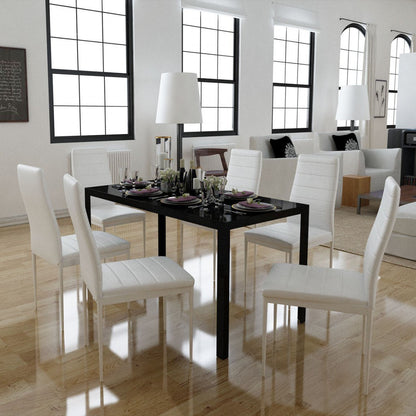 7 piece black and white dining table set