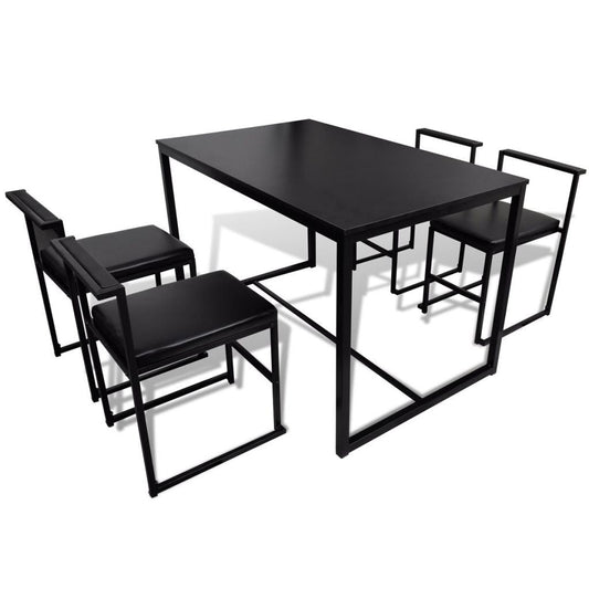 Black 5 Piece Dining Table and Chair Set