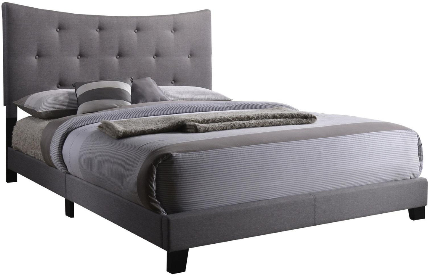 Gray Queen Size Tufted Upholstered Bed