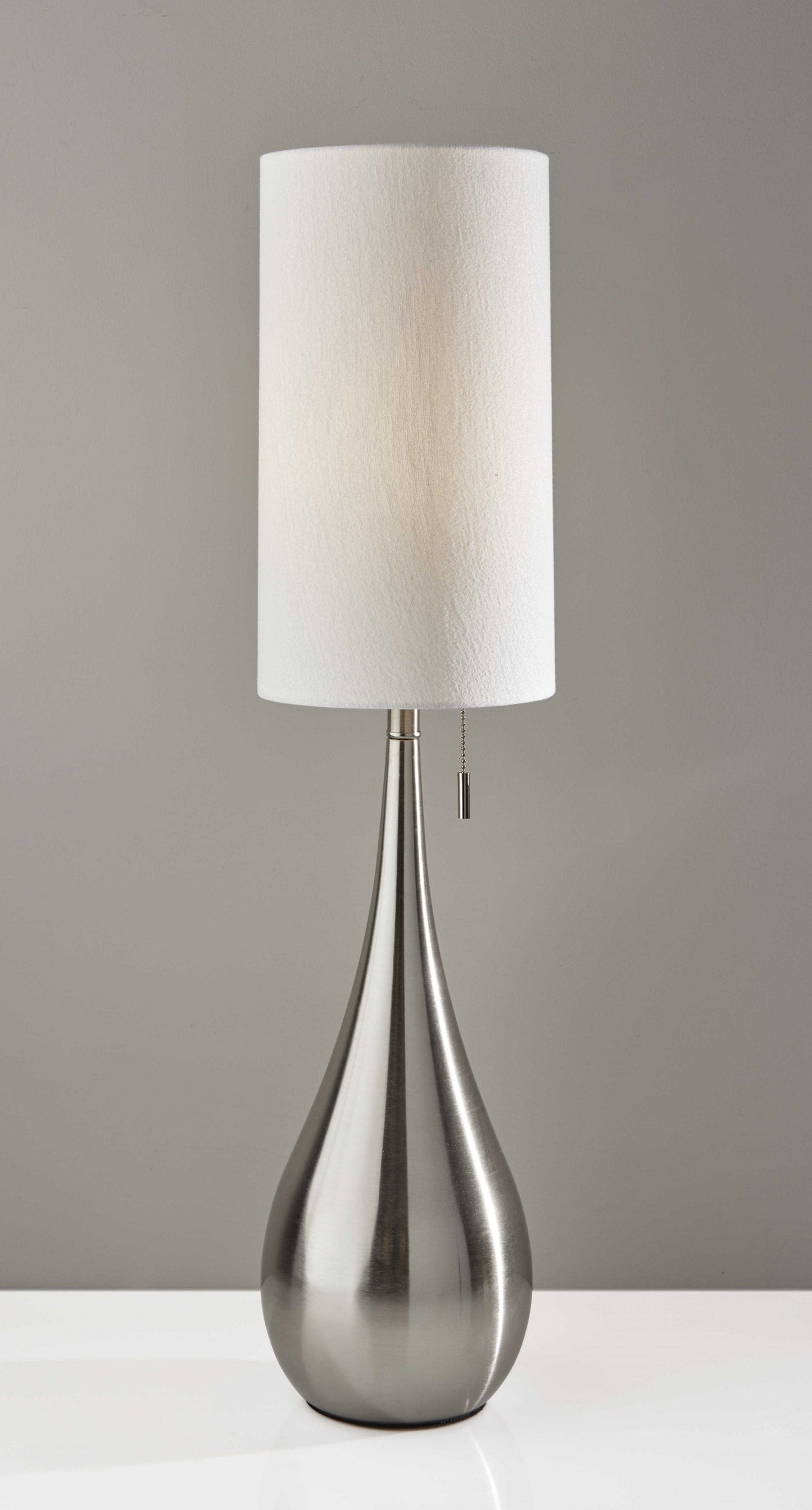 Brushed Steel Metal Teardrop Table Lamp