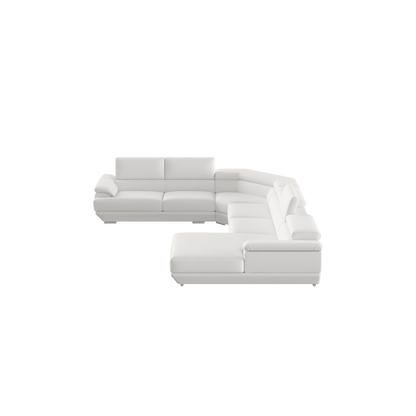 Sectional Sofa Modern White Italian Full Leather
