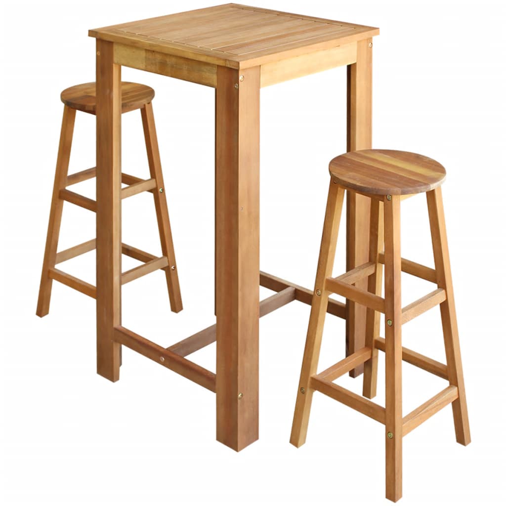 Table and Stool Set 7 Pieces Solid Acacia Wood