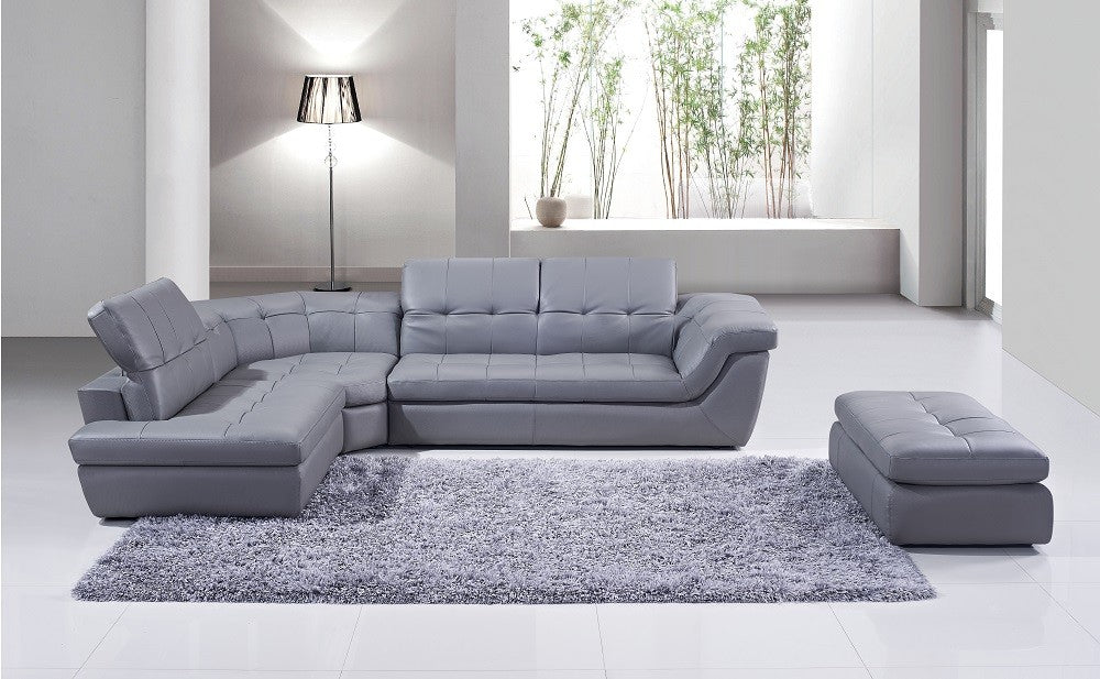 397 Italian Leather Sectional Grey Color in Left H