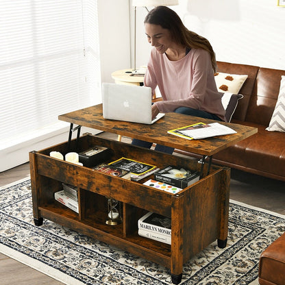 Interactive Lift Top Coffee Table with Hidden Stor