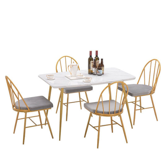 Dining Table Chair Set 1 Marble Dining Table White