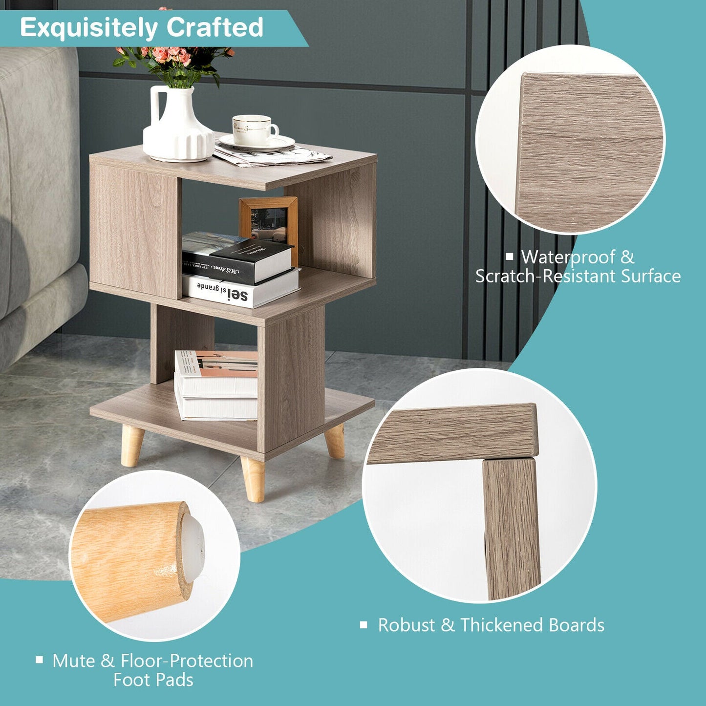 Costway 2 PCS Nightstand Set Modern Side End Table