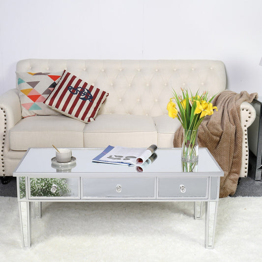 Mirror Surface Side Sofa Coffee Table Wooden with