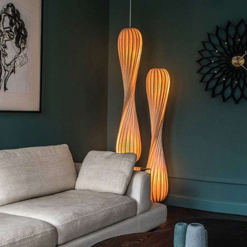 Nordic Creativity Wood Art Led Floor Lamp