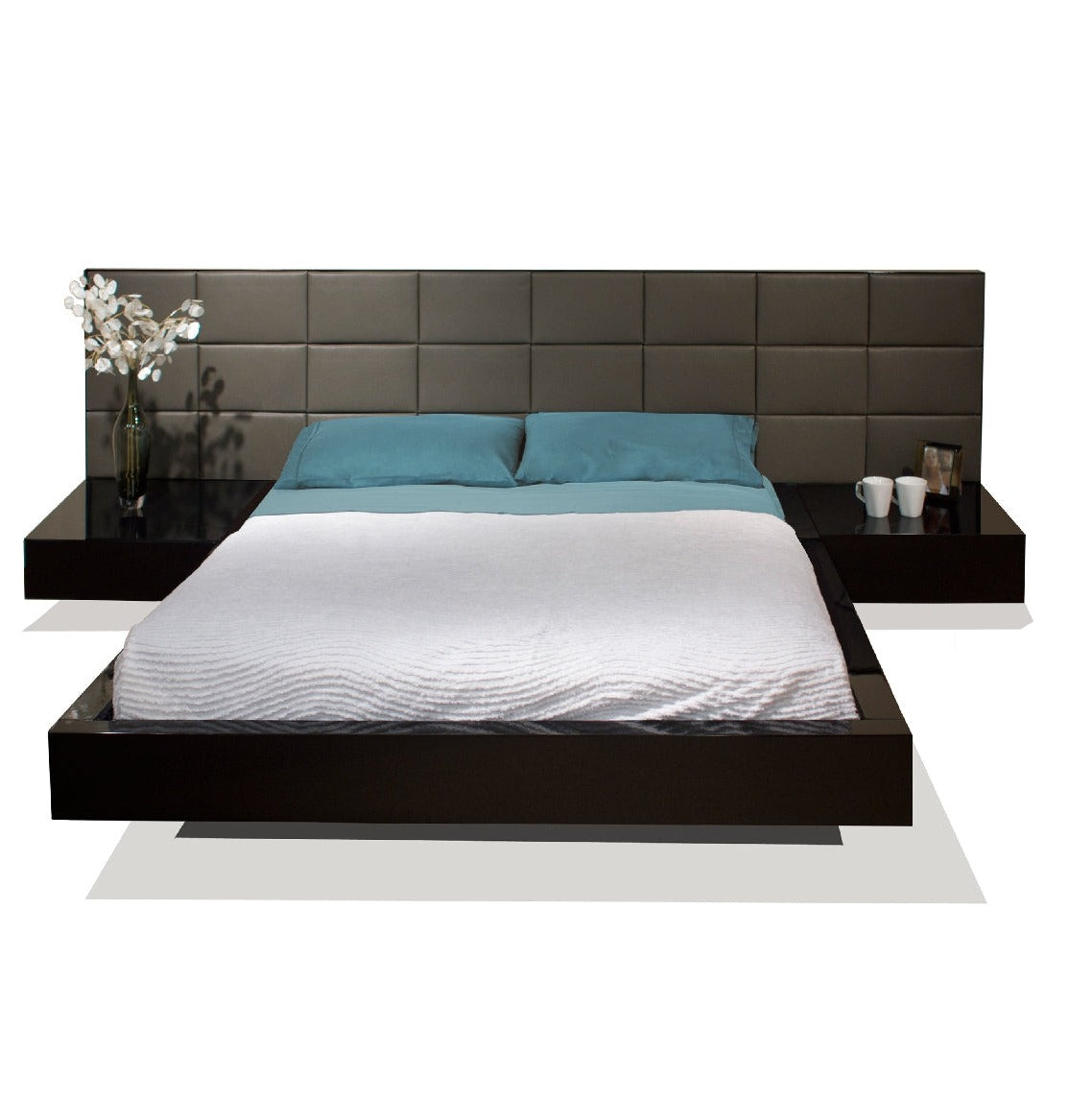 Contemporary Bedroom Set Leather and Lacquer
