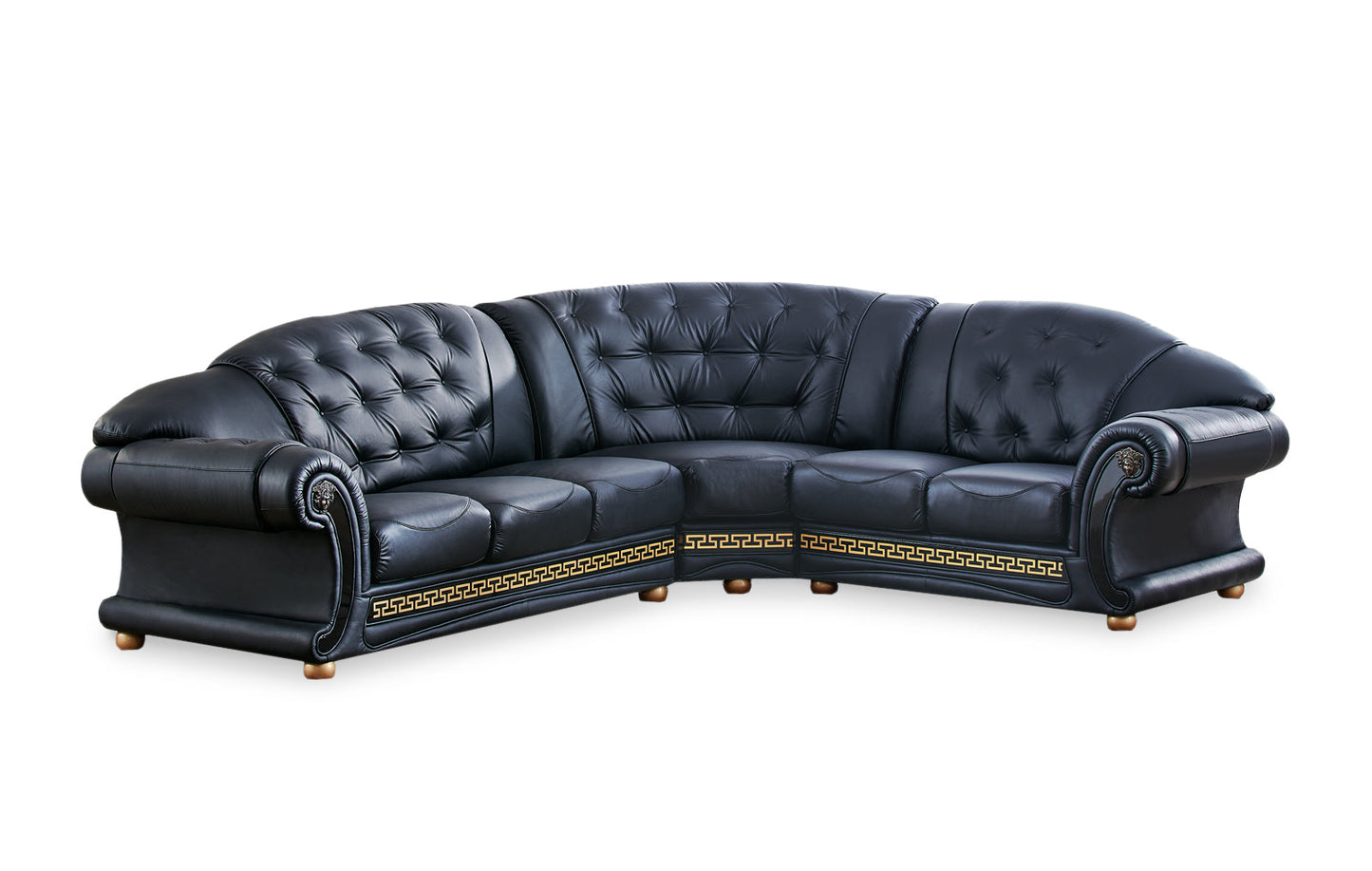 Black Leather Sectional Sofa Made in Italy