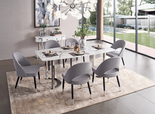 Silver Marble Dining Set
