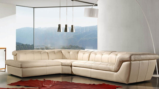 397 Italian Leather Sectional Beige Color In Left