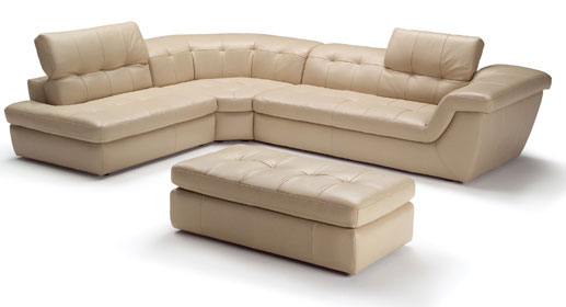 397 Italian Leather Sectional Beige Color In Left