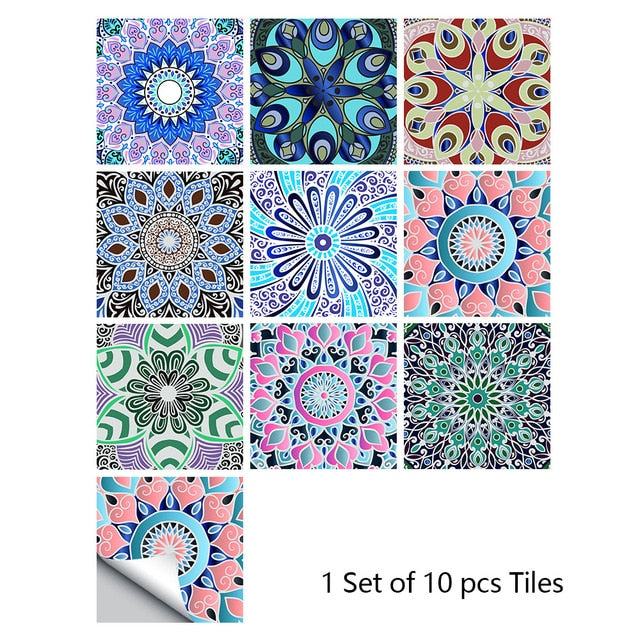 10p PVC Color Mandala Style Crystal Waterproof Til