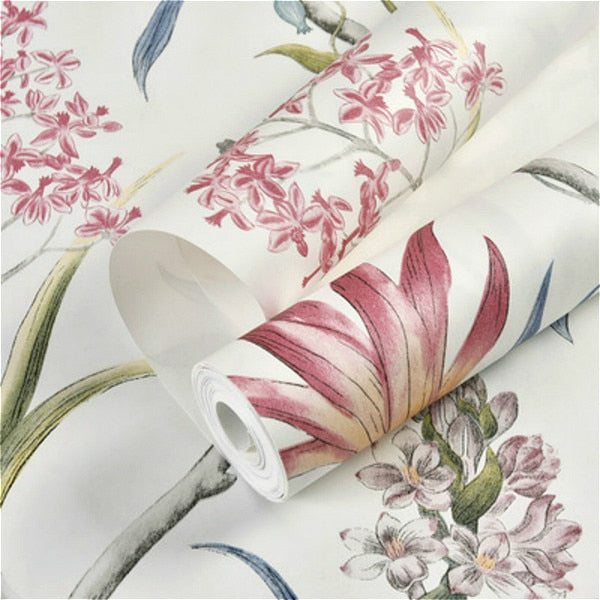 Chinoiserie Wall Covering Vintage Pink Floral Blue