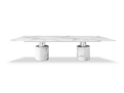 Geneva Marble and Stainless Steel Dining Table