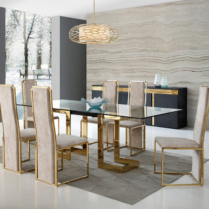 Contemporary Dining Table glass and stainless stee