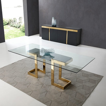 Contemporary Dining Table glass and stainless stee